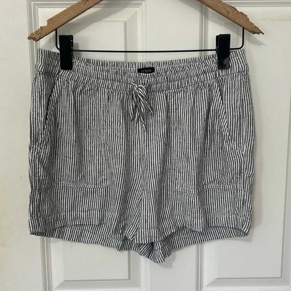 J. Crew Black and White Striped elastic High Waist Shorts size small